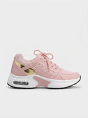 Air cushion colour-block trainers in Pink — women's lace-up retro running style, size 35.