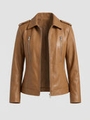 Mia | Elegant Vintage Faux Leather Jacket for Women - Credo Nera