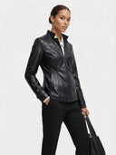Sophie | Chic Vintage Faux Leather Jacket for Women - Credo Nera