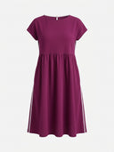 Amelia cap sleeve empire waist midi sundress in burgundy, front view showing gathered empire waist seam.