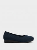 Navy knit ballet flat, slip-on flat shoe with cushioned insole, size 6.