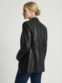 Evan | Chic Long Sleeve Faux Leather Blazer - Credo Nera
