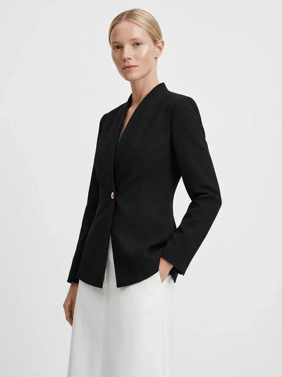 Ava | Chic Long Sleeve White Blazer Dress for Women - Credo Nera