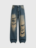 Atlas | Distressed Wide Leg Denim Jeans for Trendy Style - Credo Nera