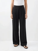 Fee | Pleated Chic High Waisted Wide Leg Trousers - Credo Nera