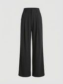 Fee | Pleated Chic High Waisted Wide Leg Trousers - Credo Nera