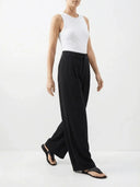 Fee | Pleated Chic High Waisted Wide Leg Trousers - Credo Nera