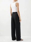 Fee | Pleated Chic High Waisted Wide Leg Trousers - Credo Nera