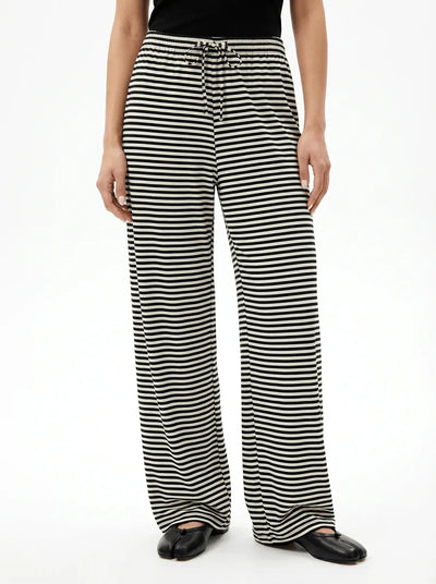 Sia | Striped Trousers with Stretch Waistband - Credo Nera